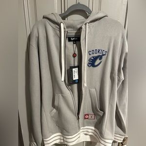 Cookies grey zip hoodie NWT Large